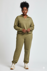 French Terry Collared Top and Jogger Set