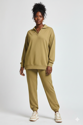 French Terry Collared Top and Jogger Set