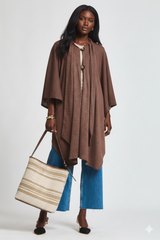 Flowy Button-Detail Poncho Top