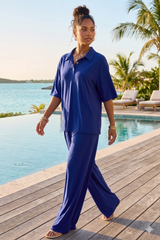 2-Piece Blouse and Relaxed Pants Resort Wear Set