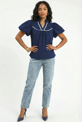 Textured Puff Sleeve Blouse