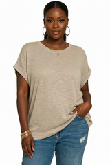 Plus Hacci Slub Rolled Sleeve Tee
