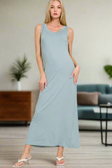 Flared Scoop Neck Maxi Dress