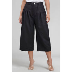 Pleated Cropped Wide Leg Culotte Pants