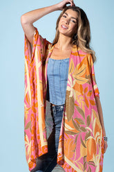 Coral Petals Viscose Kimono