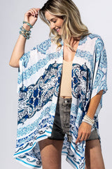 Azure Medallion Border Kimono