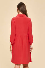 Wrinkle-Free Shirt Dress with Pockets