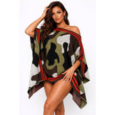 Camo Print Shawl Poncho