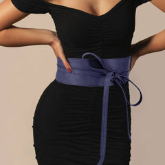 Wide Faux Leather Wrap Belt
