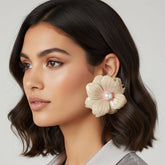 Bloom & Pearl Accent Floral Statement Earrings