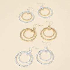 Beaded Double Circle Drop Earrings | Lightweight Layered Earrings