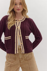 The Luxe Contrast Trim Cardigan