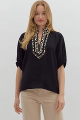 Leopard Accent Dolman Top