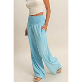 Smocked Waist Wide-Leg Pants