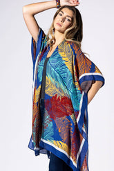 Abstract Feather Viscose Kimono