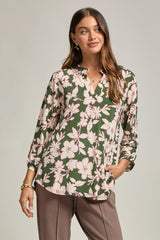 Lizzy Floral Travel Top – Olive & Blush