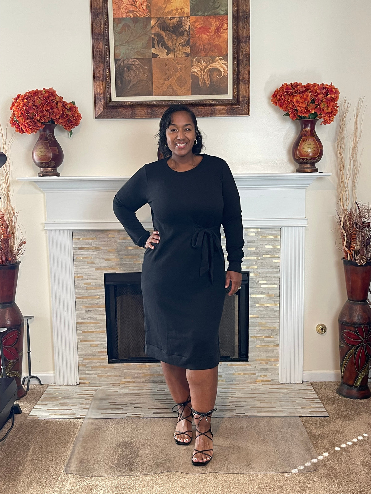 Hacci Knit Side Tie Tunic Dress