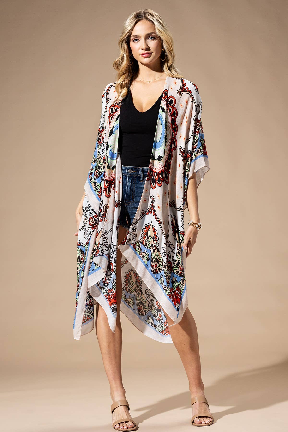 Red Mandala Viscose Kimono