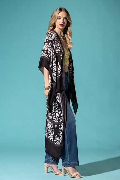 Damask Print Kimono with Sleeves (4 colors available)