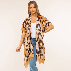 Lightweight Bold Animal Print Kimono Poncho