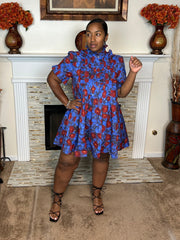 Floral Pintuck Ruffle Mini Dress