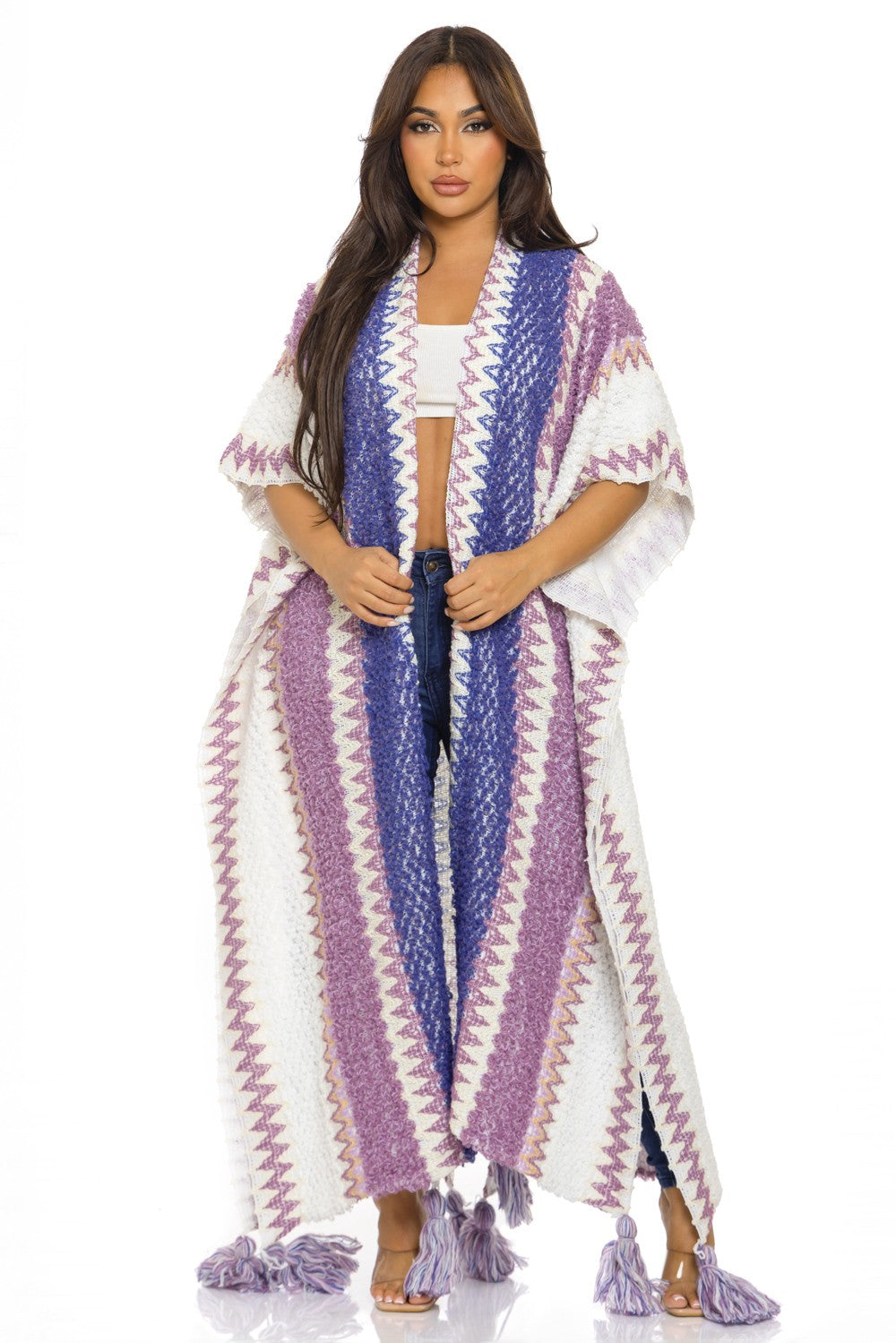 Cheveron Boho Knit Kimono