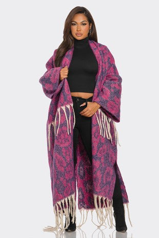 Yani Printed Maxi Cardigan With Tassel