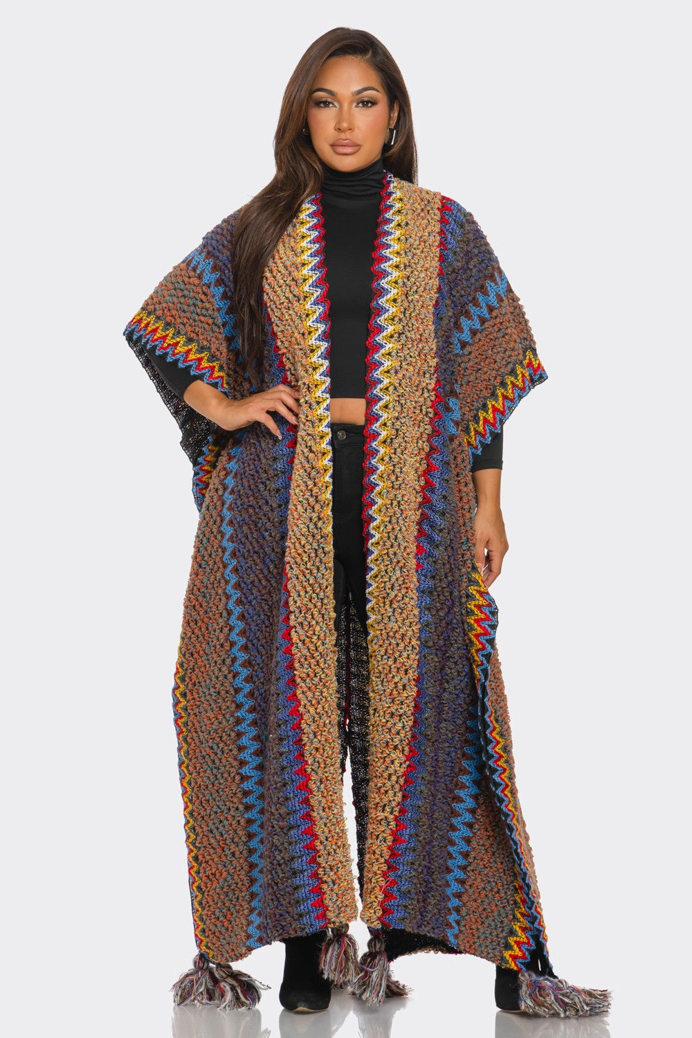 Cheveron Boho Knit Kimono