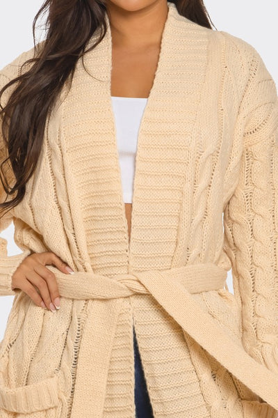 Cable Knit Long Cardigan