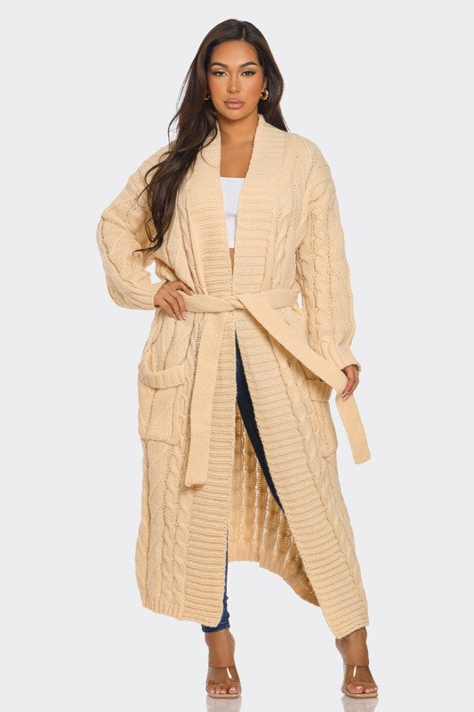 Cable Knit Long Cardigan