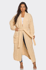 Cable Knit Long Cardigan