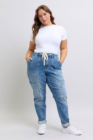 High-Waisted Cuffed Cargo Joggers