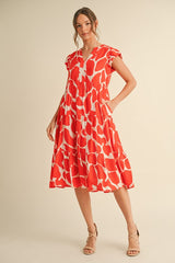 Orange Tiered Midi Dress