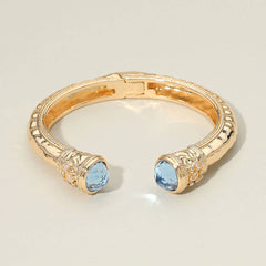 Stone Tip Accent Hinged Cuff Bracelet