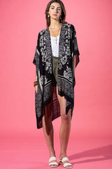 Noir Damask Viscose Kimono