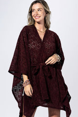 Rouge Burnout Belted Kimono