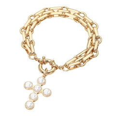 Faith Over Fear Pearl Link Bracelet