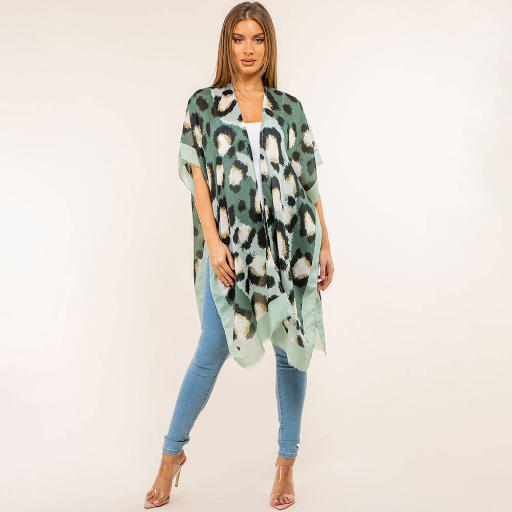 Bold Animal Print Kimono Poncho