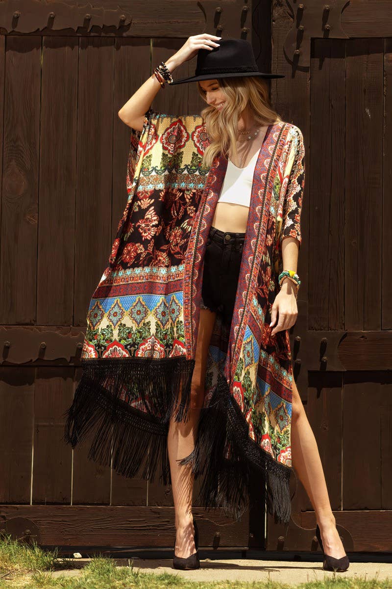 Marigold Fringe Kimono