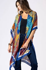 Abstract Feather Viscose Kimono