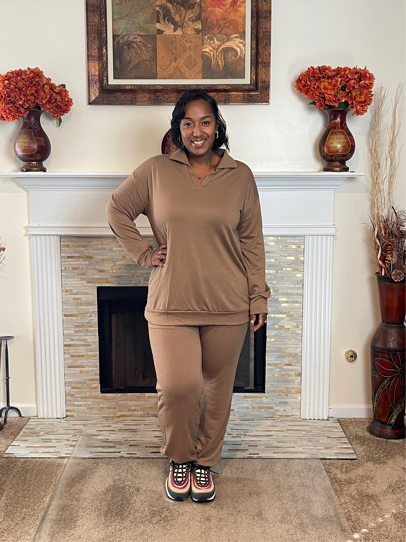 French Terry Collared Top and Jogger Set