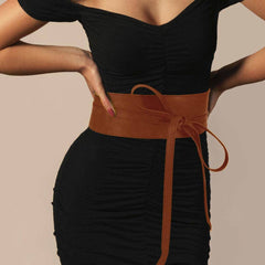 Wide Faux Leather Wrap Belt