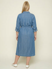 Soft Denim Hi-Lo Shirt Dress