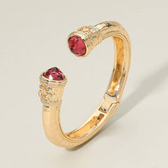 Stone Tip Accent Hinged Cuff Bracelet