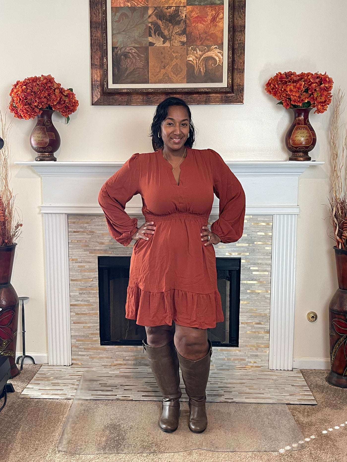 Long Sleeve Woven Dress