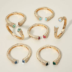 Stone Tip Accent Hinged Cuff Bracelet