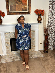 Floral Denim Flutter Mini Dress