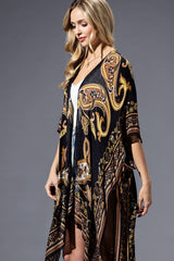 Brown Yellow Multi Kimono