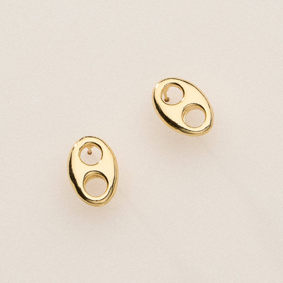 Gold Dipped Oval Cutout Studs - 18K Gold Dipped