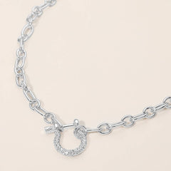 18K Gold Dipped Rhinestone Pave Carabiner Pendant Necklace